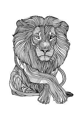 Lines art animal lion