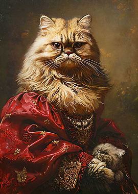 Cat and kitten oil paint