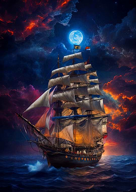 sailboat sunset painting