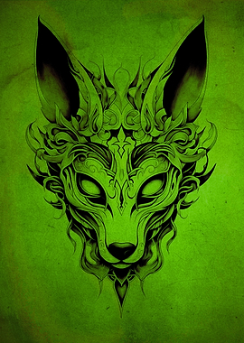 Kitsune Mask Green