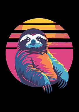 Retro Sunset Sloth