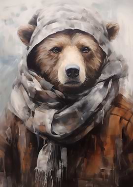 Brown Bear Enduring Winter