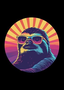 Retro Sunset Sloth