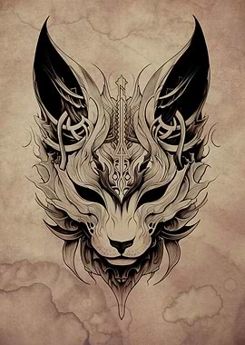 Kitsune Mask Stained No2