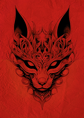 Kitsune Mask Red Silk