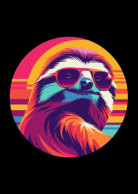 Retro Sunset Sloth