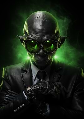 Green alien gangster