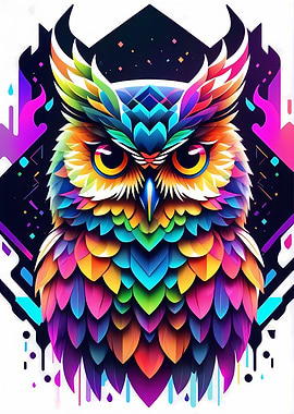 Geometric Color Owl