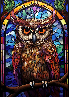 Owl Stained Glass