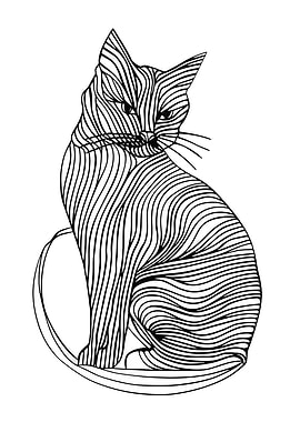 Lines art animal cat
