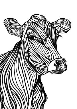Lines art animal cow