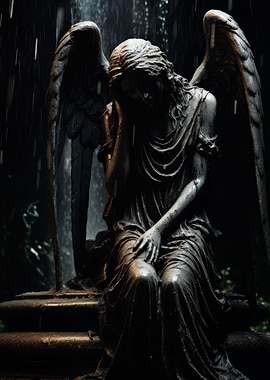 Angel statue crying