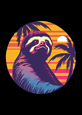Retro Sunset Sloth