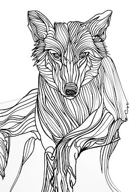Lines art animal wolf