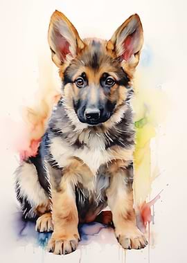 German shepherd Watercolor