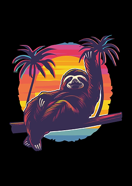 Retro Sunset Sloth