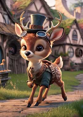 Cute Chibi Steampunk Deer