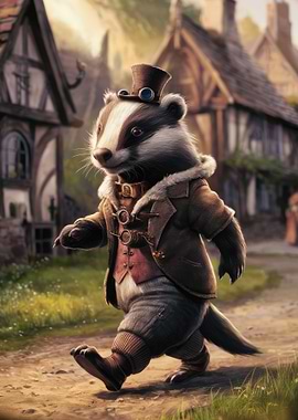 Cute Chibi Steampunk Badger