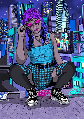 Cyberpunk Girl After Dark