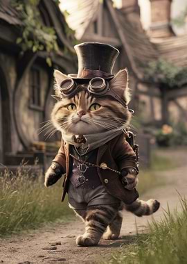 Cute Chibi Steampunk Cat