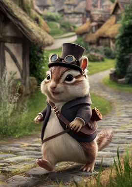 Cute Chibi Steampunk Chipmunk