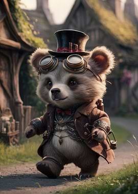 Cute Chibi Steampunk Bear