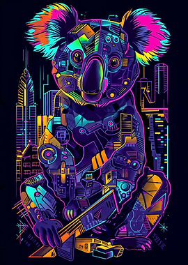 Koala Cyberpunk Neon