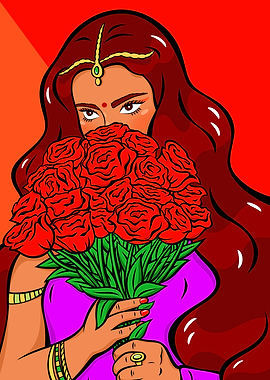 Indian girl and roses