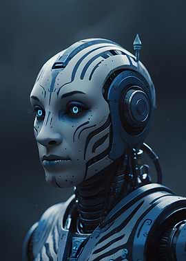 Zebra Lined Male Robot