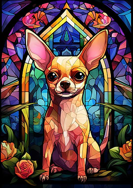 Chihuahua Stained Glass