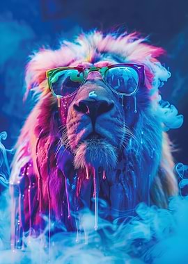 Lion In Colorful Paint