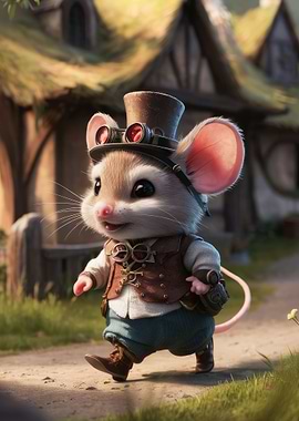 Cute Chibi Steampunk Mouse