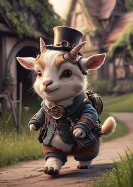 Cute Chibi Steampunk Goat