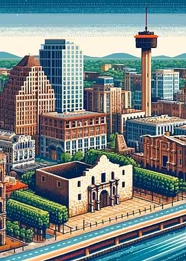 San Antonio Pixelized City