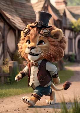 Cute Chibi Steampunk Lion