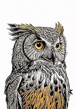 Owl Drawing Vintage