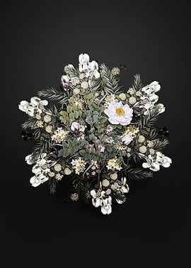 White Burnet Roses Wreath