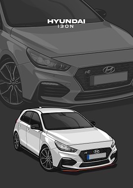 hyundai i30n white poster