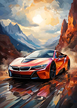 Watercolor Racing Car