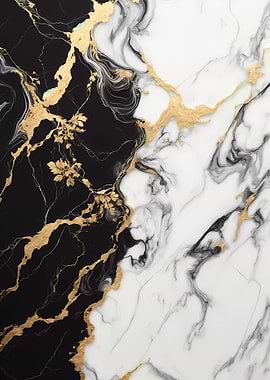 Marble Black White Gold