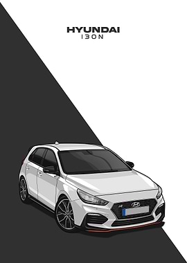 hyundai i30n white poster