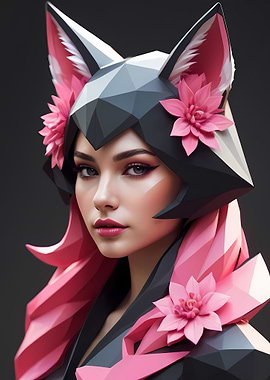 Low Poly Floral Fox Girl 1