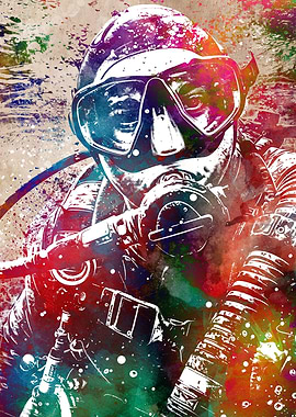 Scuba diver sport art