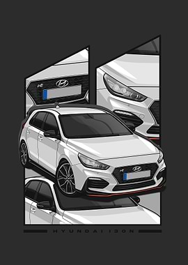 hyundai i30n white poster