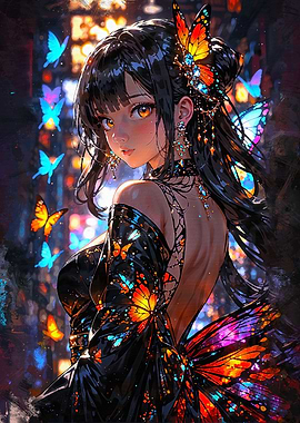 A Butterfly Anime Girl