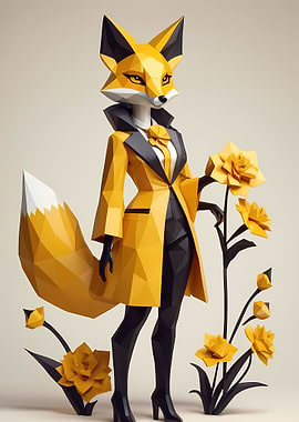 Low Poly Floral Fox Girl 1