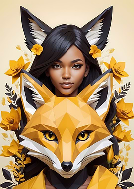 Low Poly Floral Fox Girl 4