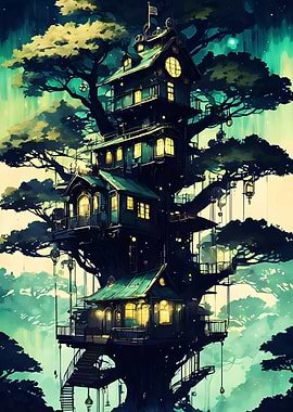 Green Neon Tree House