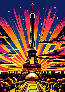 Eiffel Tower wpap pop art