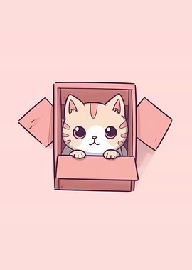 Cat in a cardboard box